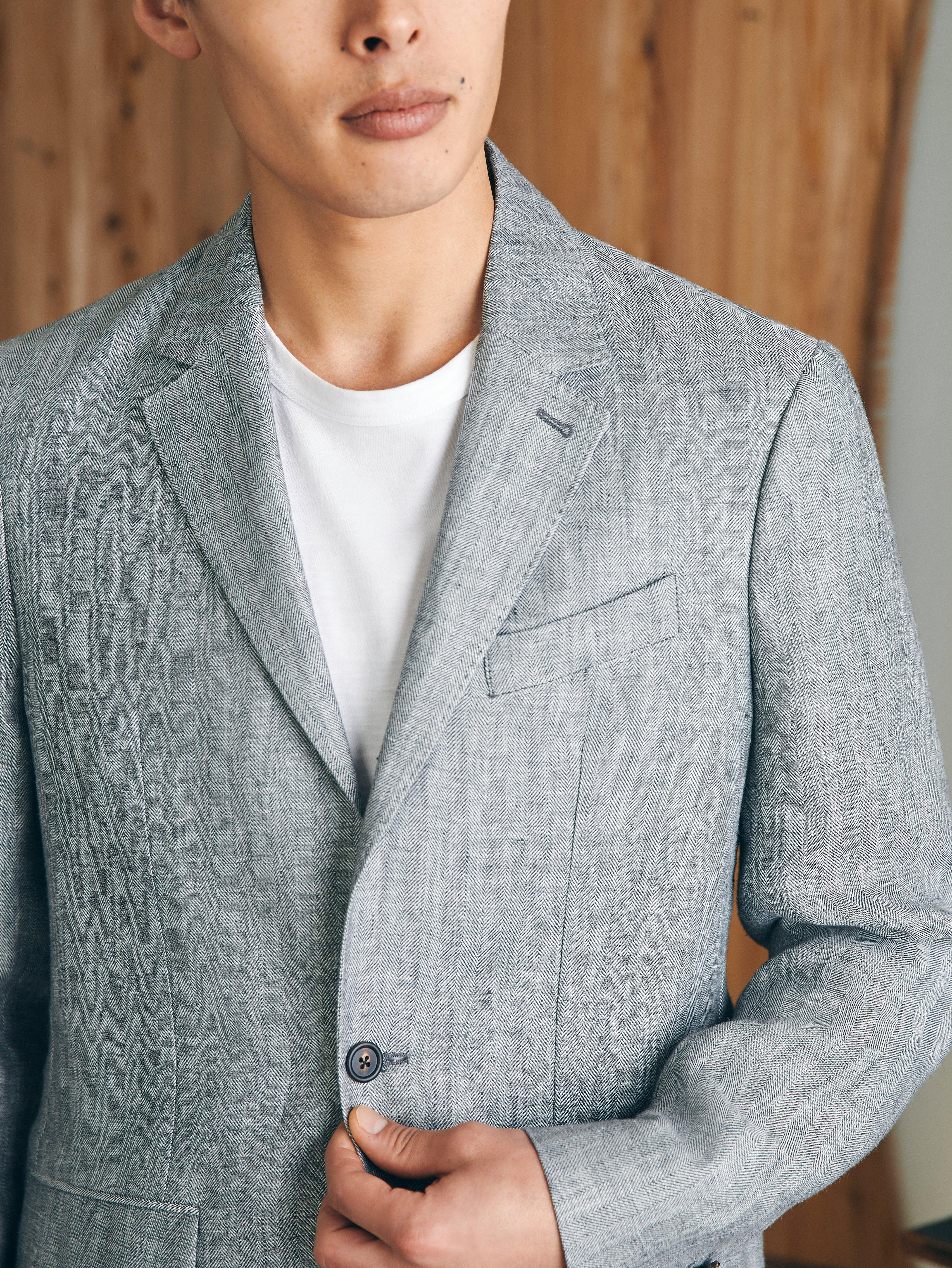 Reserve Linen Herringbone Blazer - Light Graphite Herringbone Male Product Image