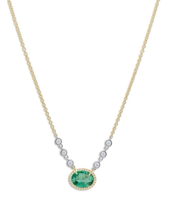 Meira T 14K White & Yellow Gold Emerald & Diamond Pendant Necklace, 18 - Female Product Image