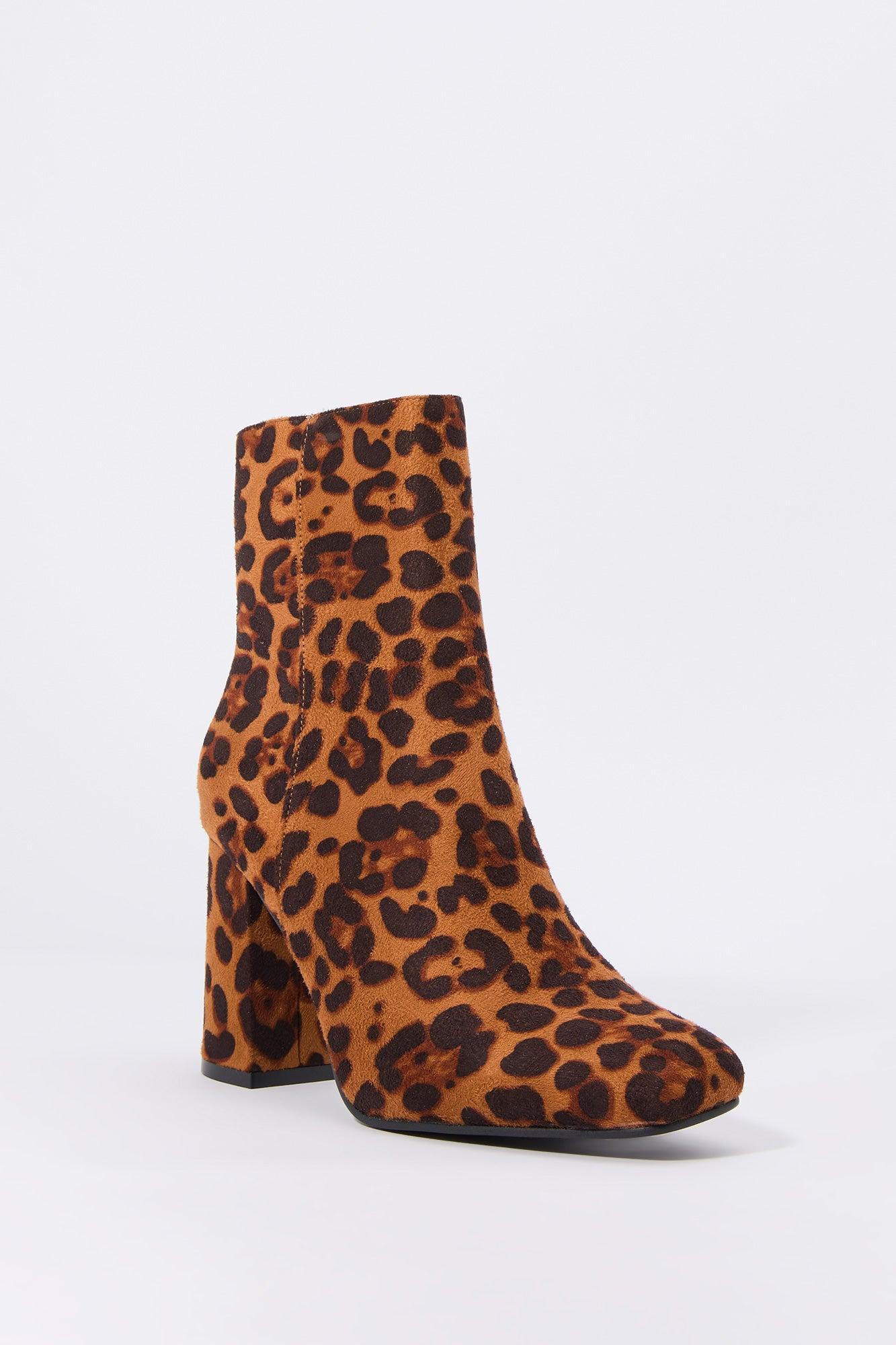 Faux Suede Square Toe Heeled Boot Female Product Image