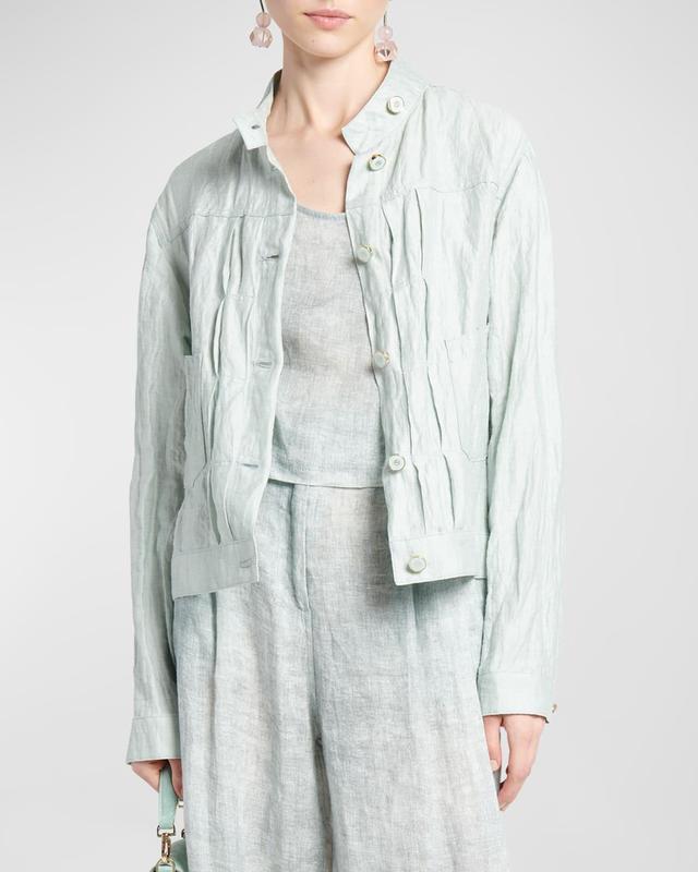 Womens Textured Cotton & Linen Jacket Product Image