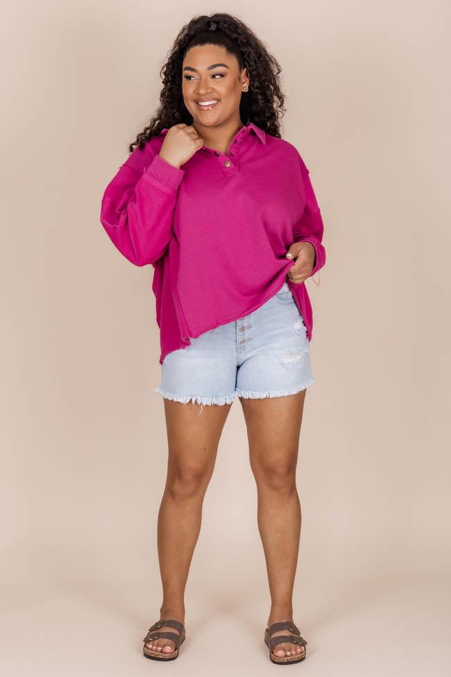 All You Can See Magenta Raw Hem Pullover FINAL SALE Product Image