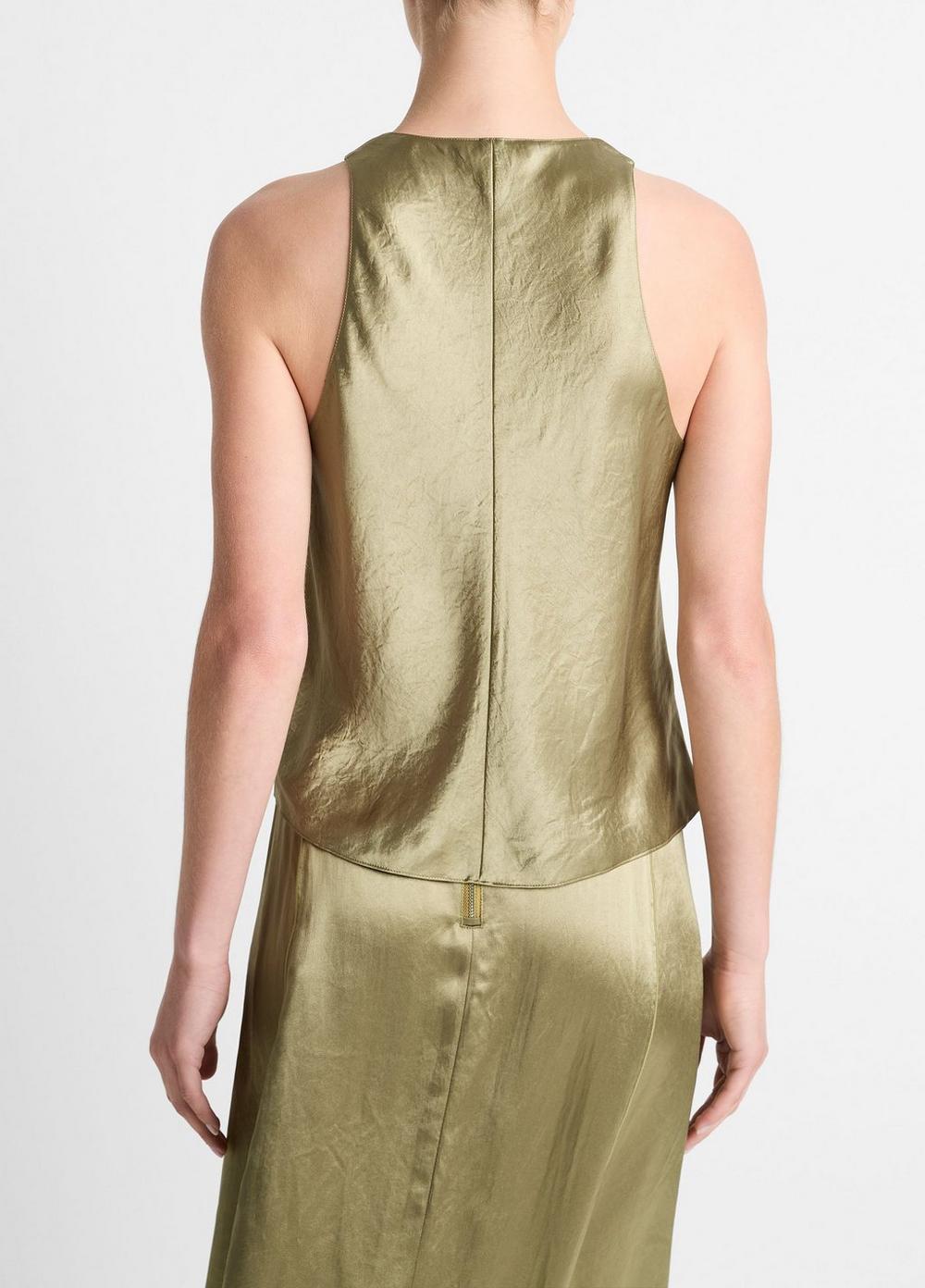 Satin Crossover V-Neck Tank Product Image