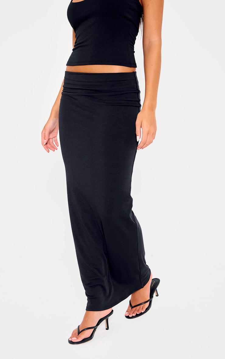 Black Double Layer Contour Jersey Maxi Skirt Product Image