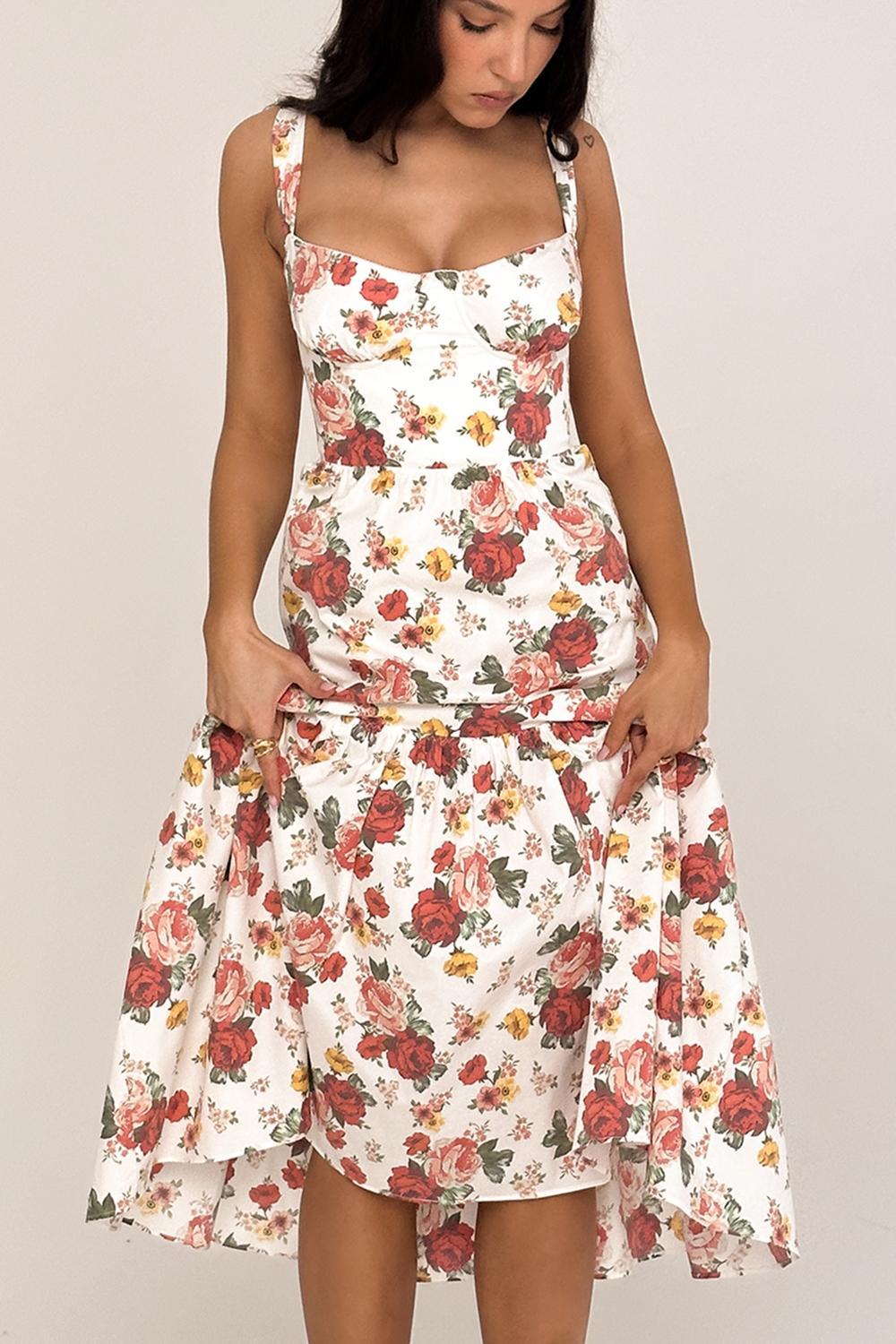 Elia Italian Rose Print Cotton Midi Sundress Product Image