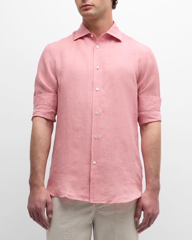 Mens Linen Casual Button-Down Shirt Product Image