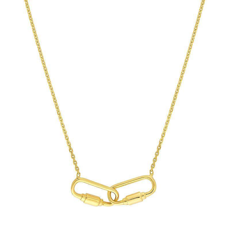 14k Gold Carabiner Links Pendant Necklace, Womens Product Image