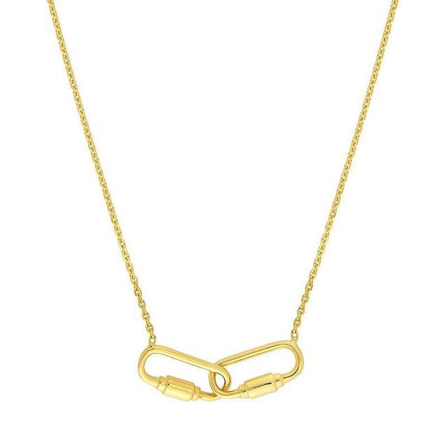 14k Gold Carabiner Links Pendant Necklace, Womens Product Image