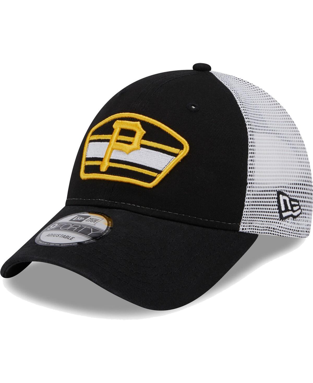 Mens New Era Black Pittsburgh Pirates Logo Patch 9FORTY Trucker Snapback Hat - Black Product Image