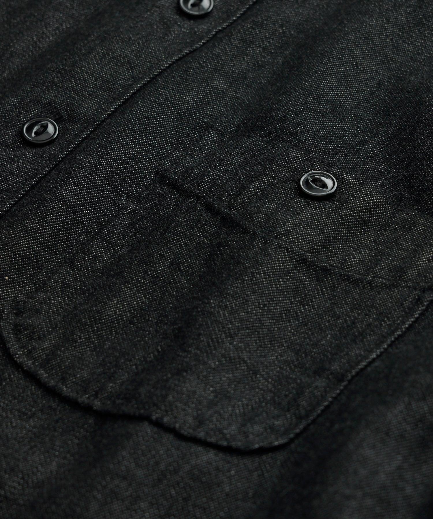 Denim Point Collar Shirt in Black Product Image