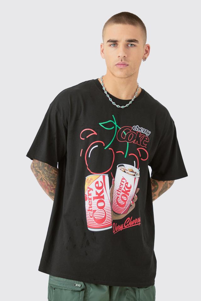 Oversized Cherry Coke License T-shirt | boohooMAN USA Product Image