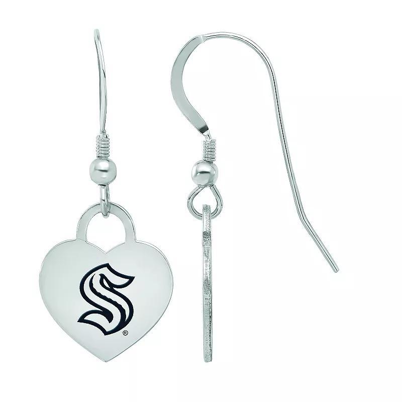 LogoArt Sterling Silver Enamel Seattle Kraken Heart Drop Earrings, Womens Product Image