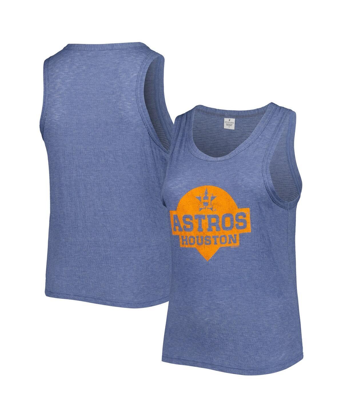 Womens Soft as a Grape Houston Astros Plus Size High Neck Tri-Blend Tank Top Blue Product Image