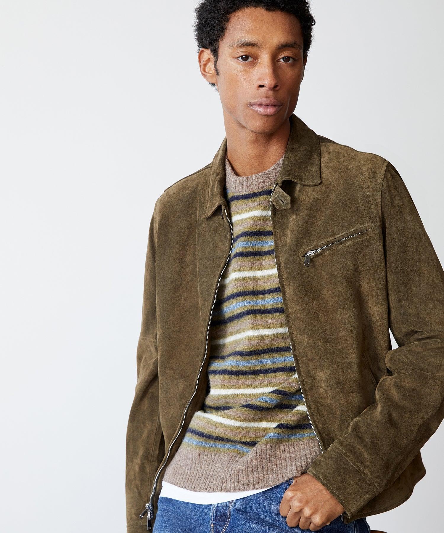 Italian Suede Dean Jacket in Olive Product Image