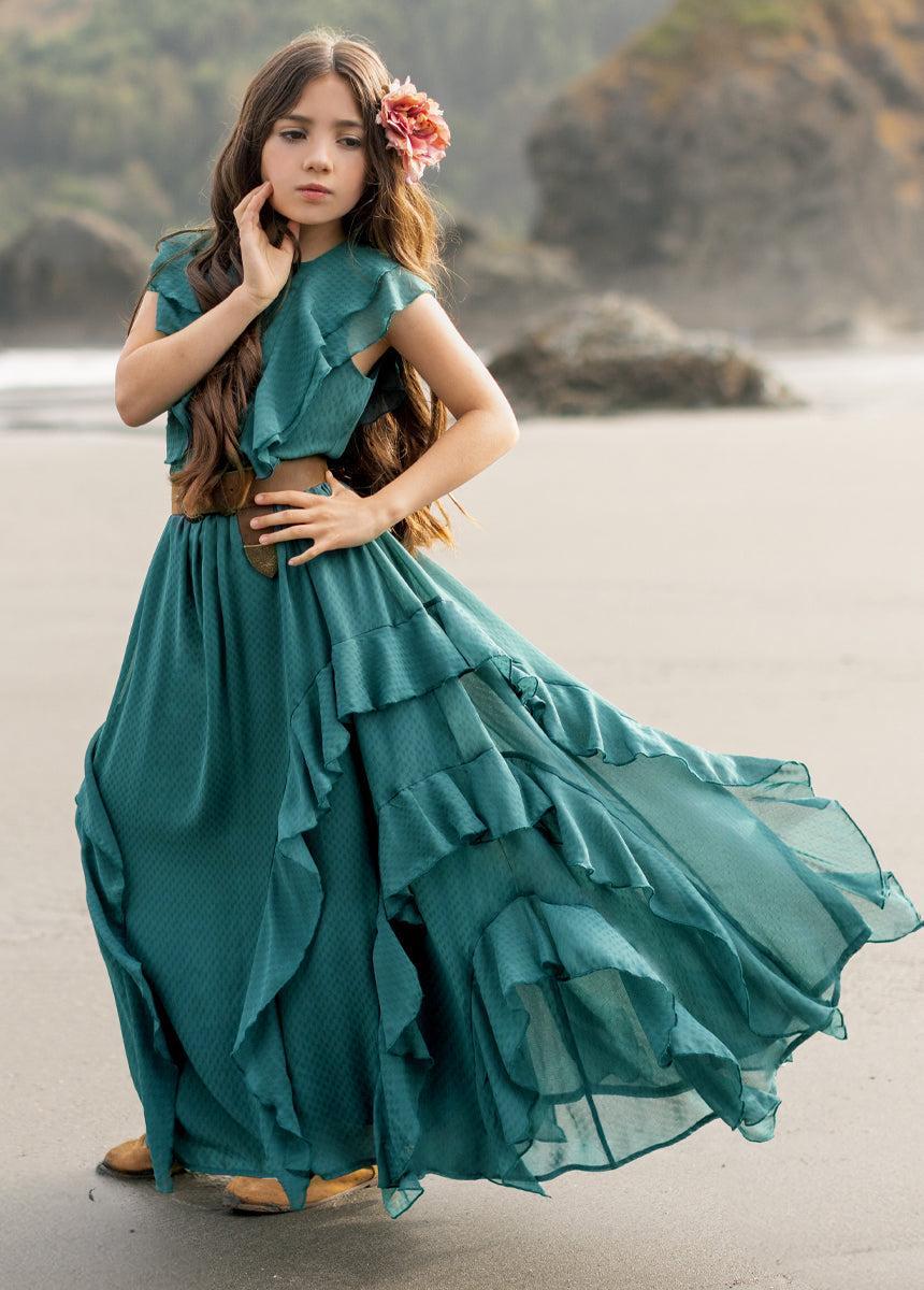 Sylviane Dress in Ocean Green Product Image