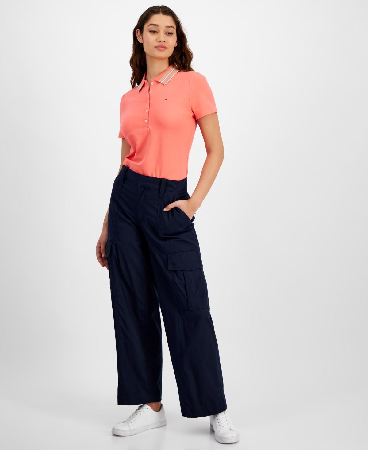 Tommy Hilfiger Womens Solid Modern Wide-Leg Cargo Pants Product Image