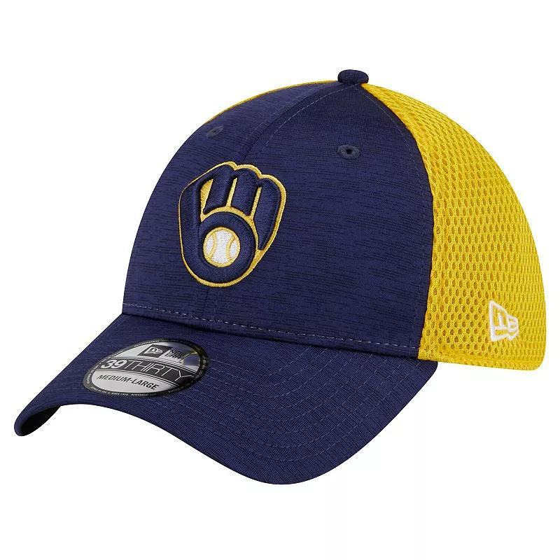 Mens New Era Milwaukee Brewers Neo 39THIRTY Flex Hat Blue Product Image