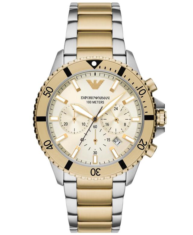 Emporio Armani Mens Chronograph Two-Tone Stainless Steel Bracelet Watch 43mm Product Image