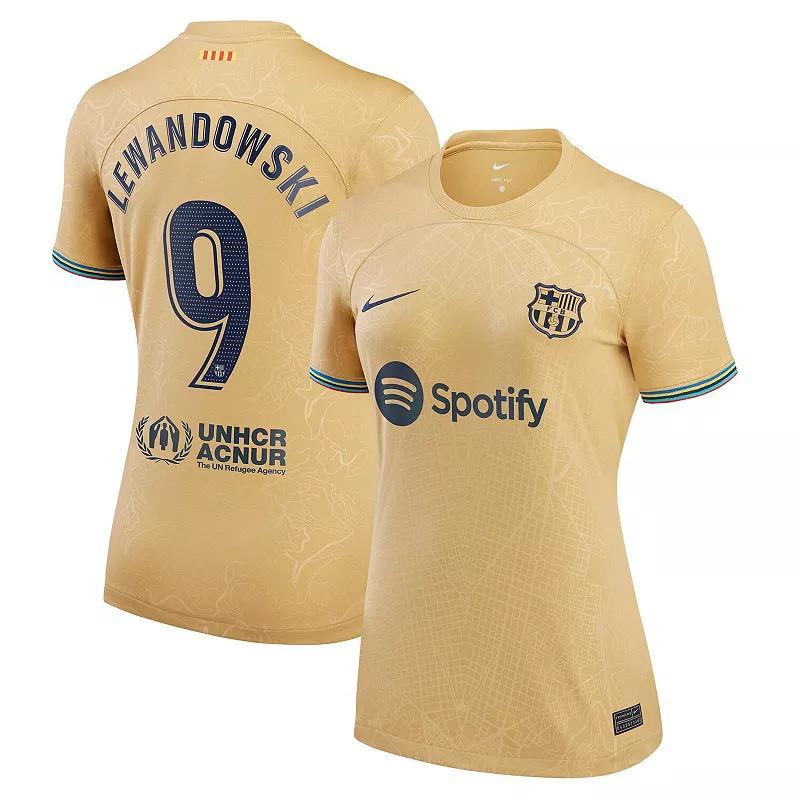 Womens Nike Robert Lewandowski Gold Barcelona 2022/23 Away Replica Player Jersey Product Image