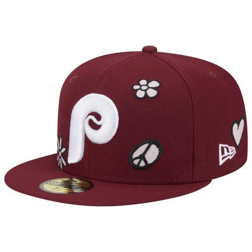 New Era Womens Phillies 5950 Sunlight Pop 17495 Cap - Red/Red Product Image