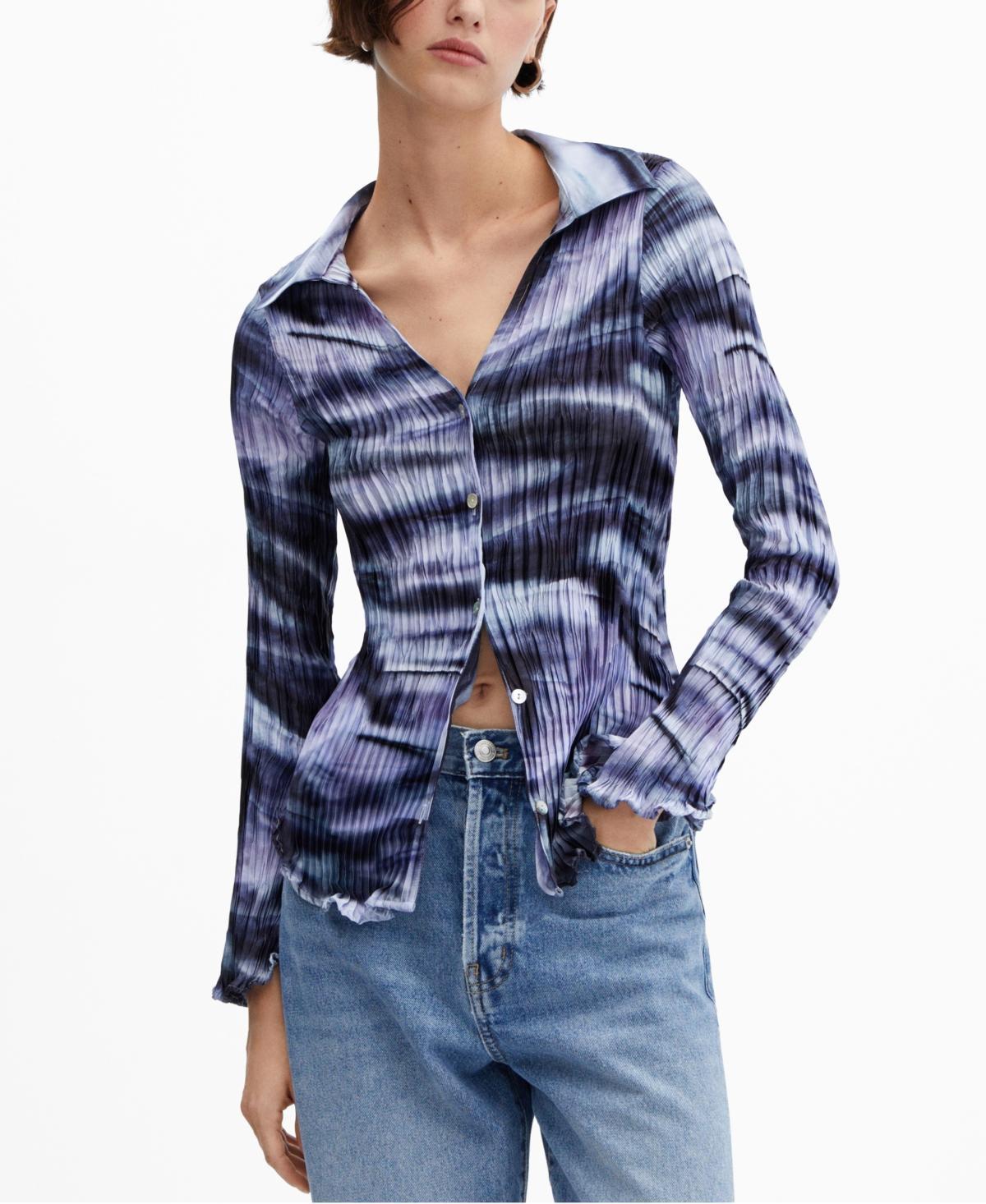 MANGO Tie Dye Pleated Button-Up Shirt Product Image