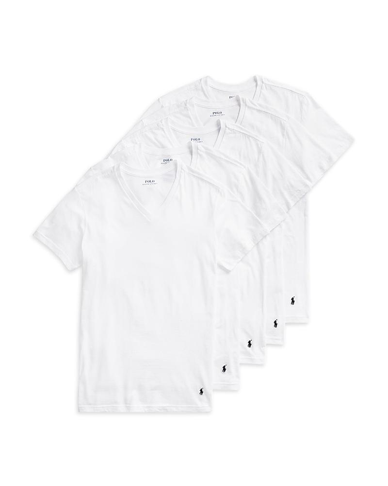 Polo Ralph Lauren Mens Undershirt, Slim Fit Classic Cotton V-Neck 5 Pack Product Image