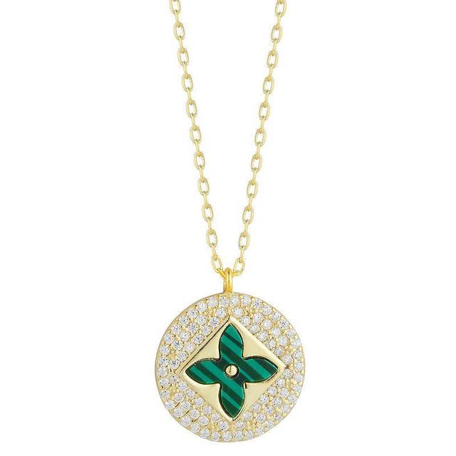 Sunkissed Sterling Sterling Silver Cubic Zirconia Clover Pendant Necklace, Womens Gold Tone Green Product Image