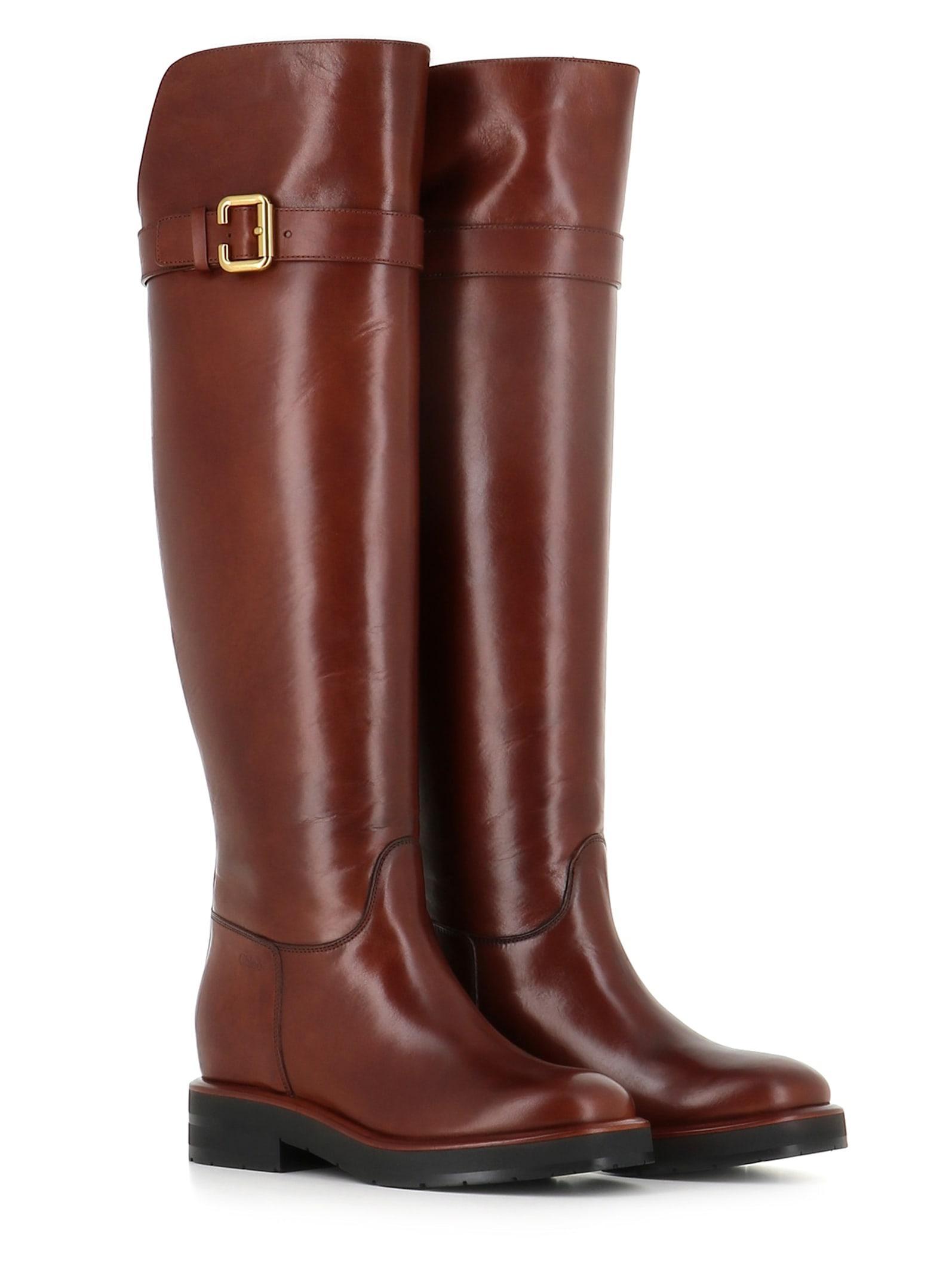 Coddington Leather Over-the-knee Riding Boots In Brown Product Image