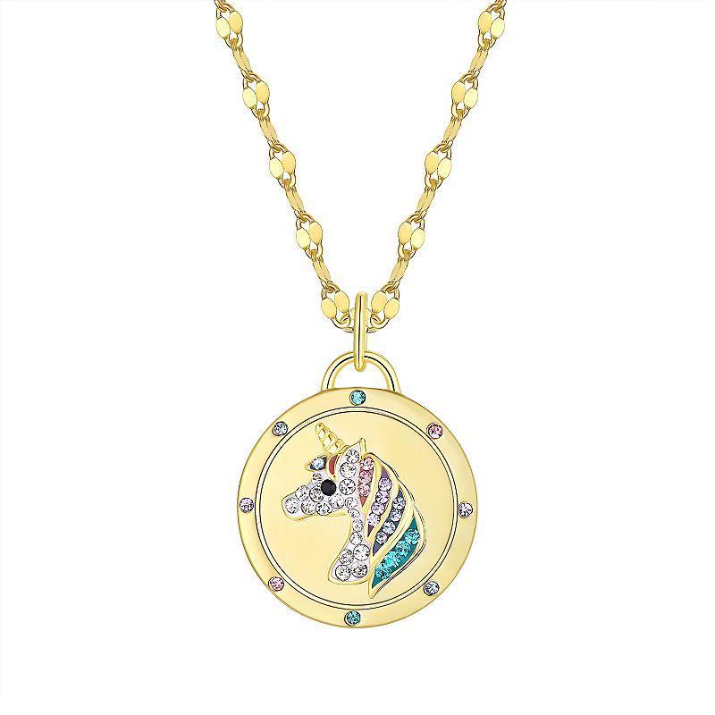 Crystal Collective Gold Tone Crystal Unicorn Medallion Necklace, Womens Multicolor Product Image