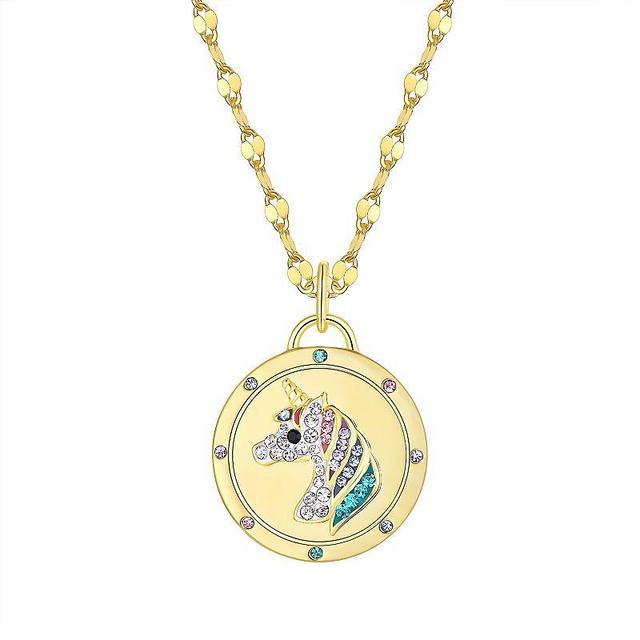 Crystal Collective Gold Tone Crystal Unicorn Medallion Necklace, Womens Multicolor Product Image