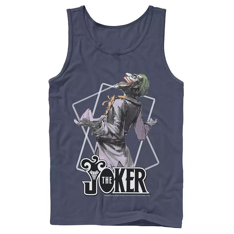 Mens DC Comics The Joker Card Outline Tank Top Blue Product Image