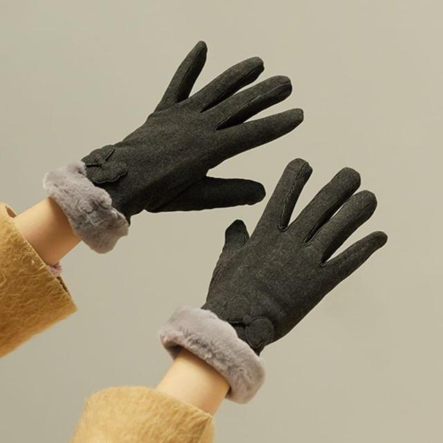 Bow Faux Fur Touchscreen Gloves Product Image