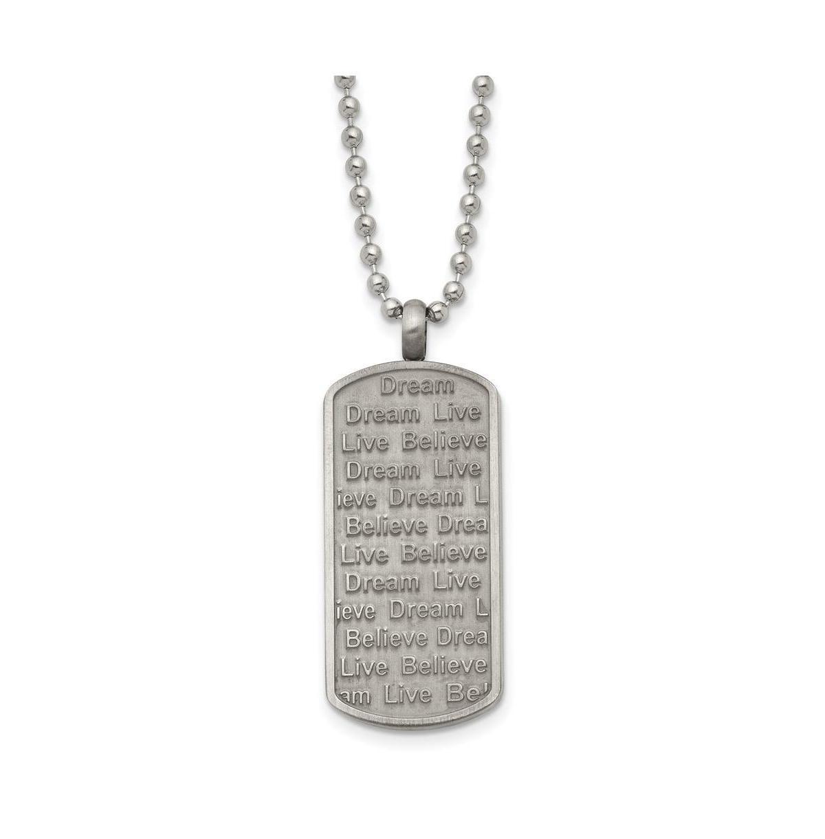 Chisel Antiqued Brushed Live/Dream/Believe Dog Tag Ball Chain Necklace Product Image