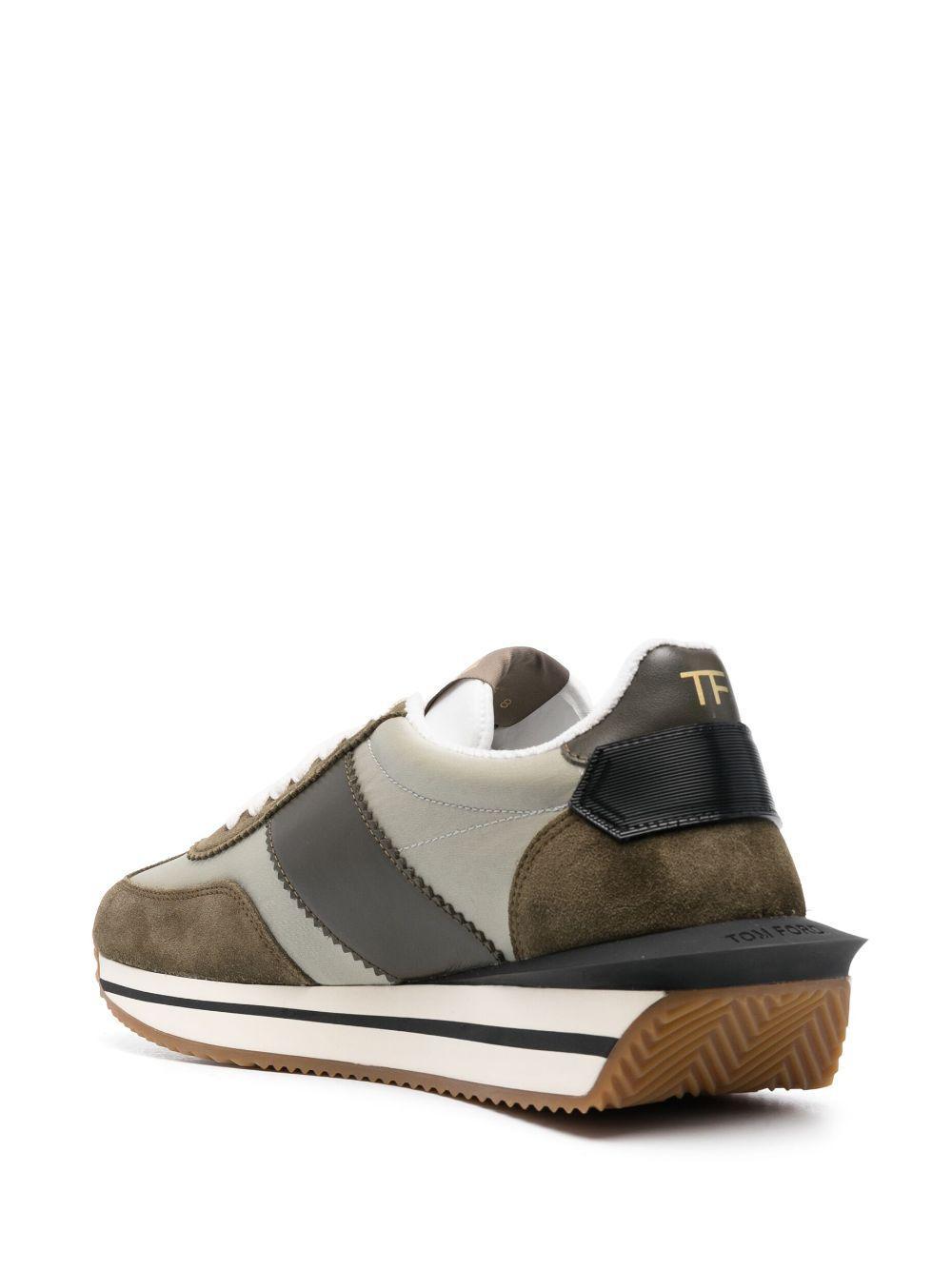 TOM FORD James Raised-sole Suede And Canvas Trainers In Green Product Image