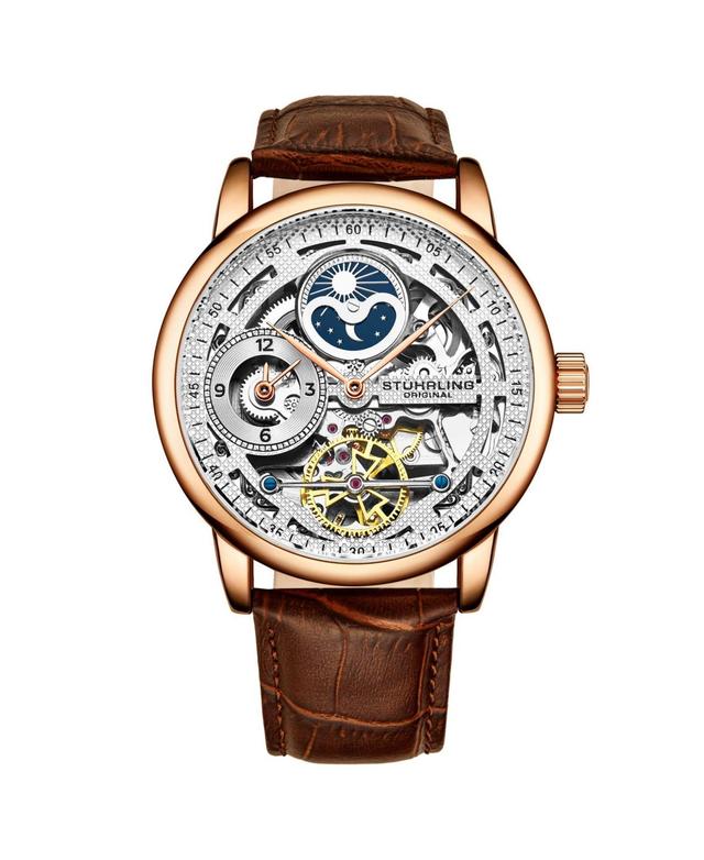 Stuhrling Mens Brown Leather Strap Watch 49mm Product Image