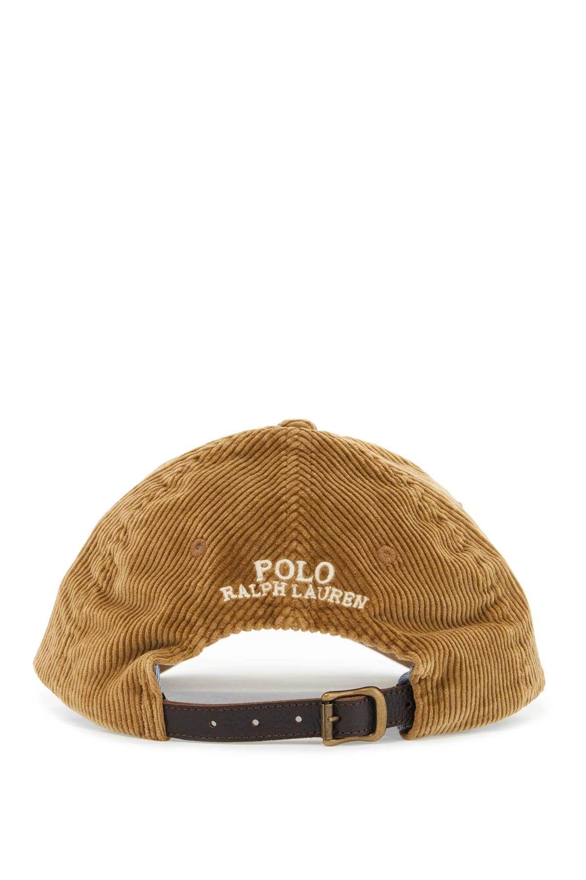 POLO RALPH LAUREN Velvet Ribbed Baseball Cap With Nine In Beige Product Image