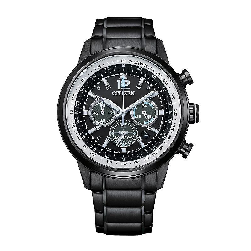 Citizen Mens Eco-Drive Avion Weekender Black Ion-Plated Bracelet Stainless Steel Watch - CA4525-58E Product Image