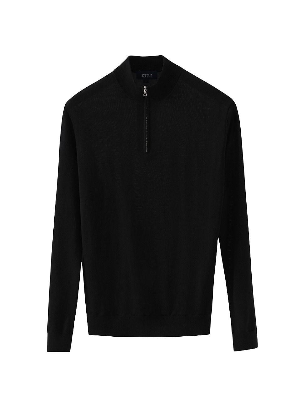 Mens Fine-Knit Wool Quarter-Zip Sweater Product Image