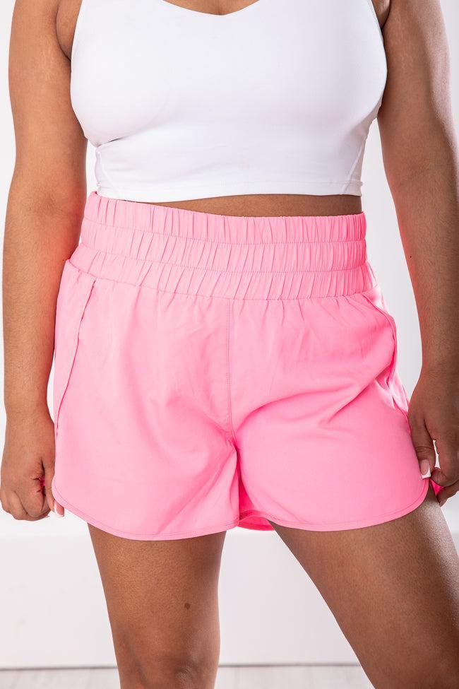 Errands To Run Solid Pink High Waisted Athletic Shorts Product Image