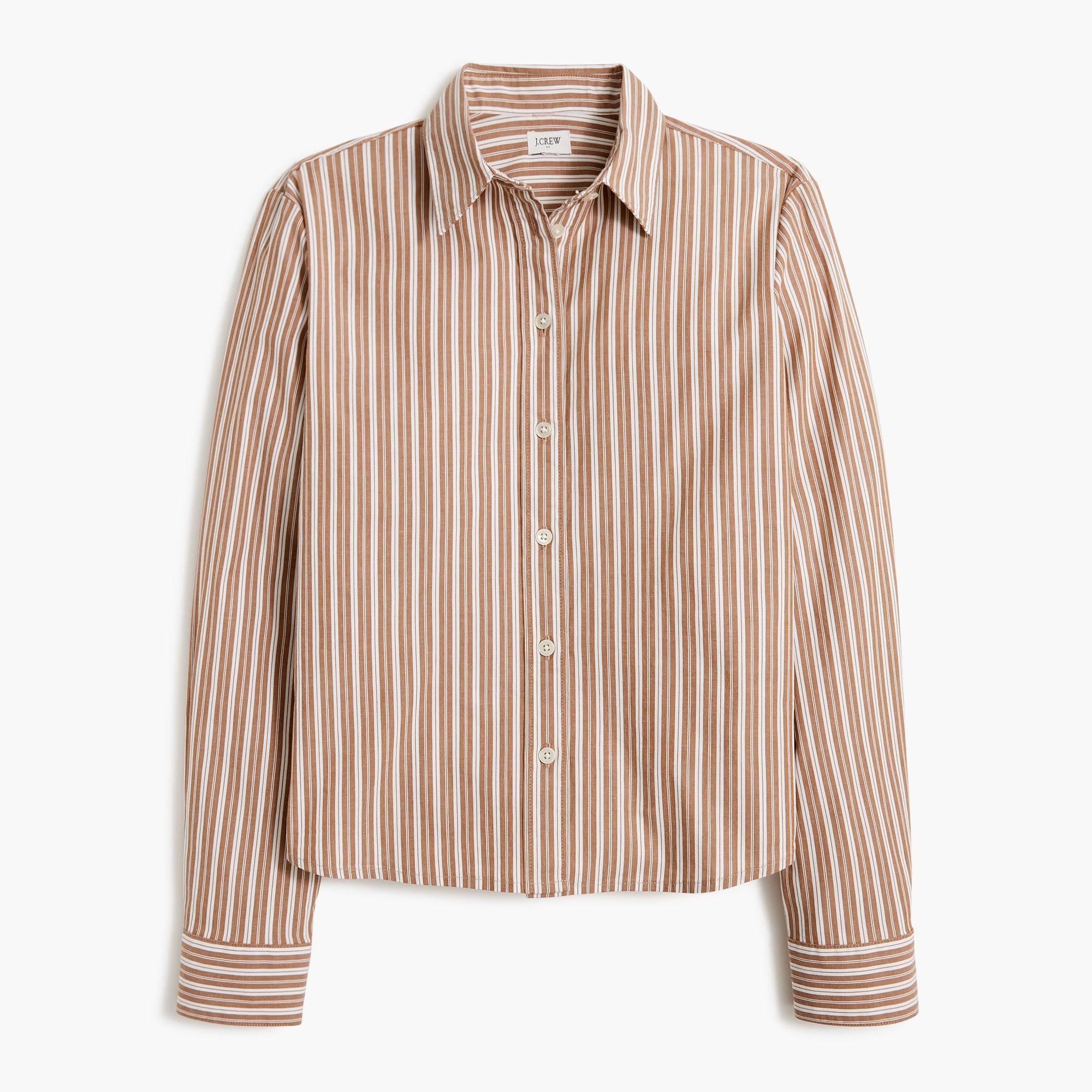 Striped cropped button-up shirt product image