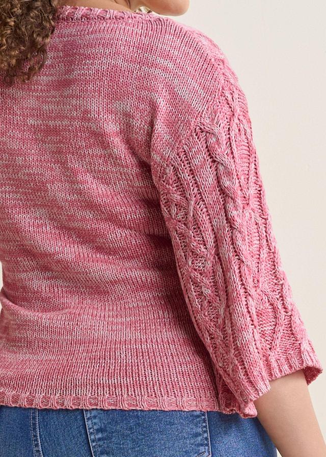 Cable Knit Boatneck Sweater - Pink Product Image