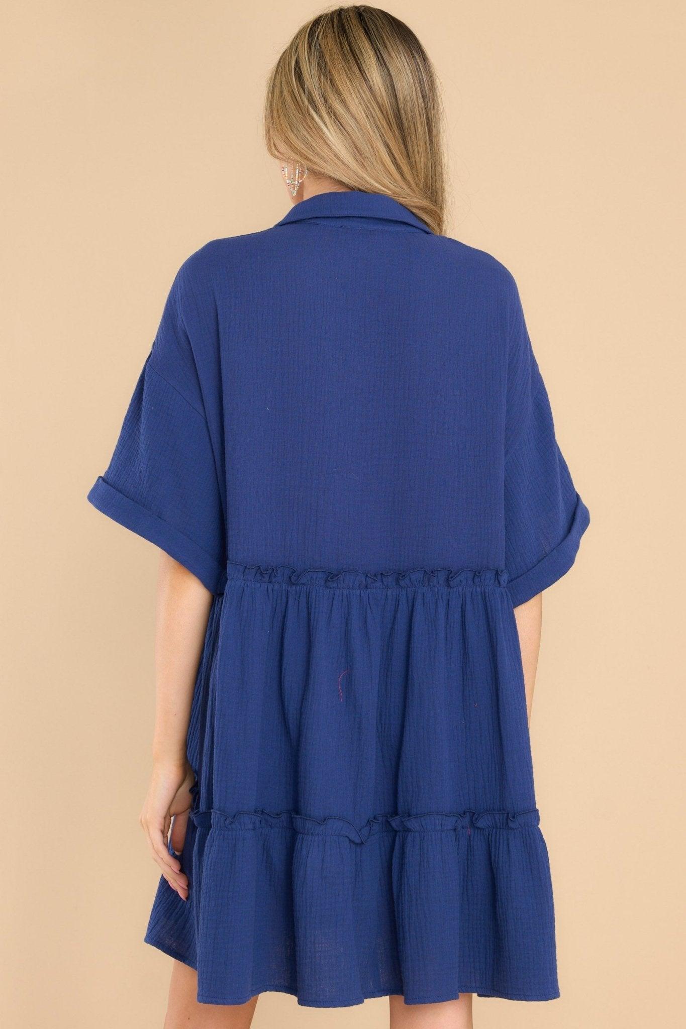 Aura My Best Self Navy Gauze Mini Dress Product Image