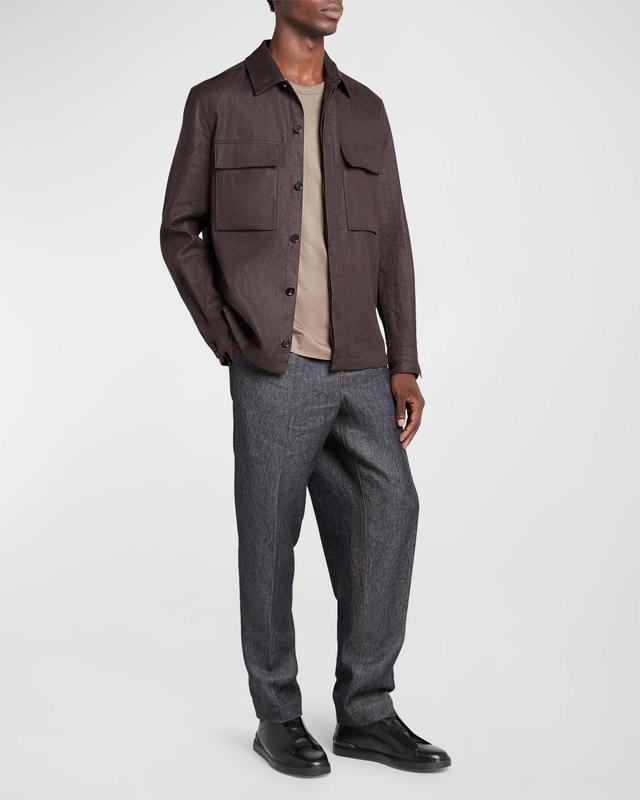 Mens Oasi Lino Linen Full-Zip Overshirt Product Image