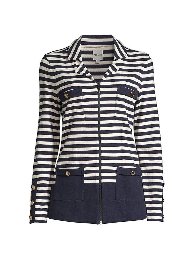 NIC+ZOE Striped City Charm Knit Blazer (Indigo Multi 1) Women's Jacket Product Image