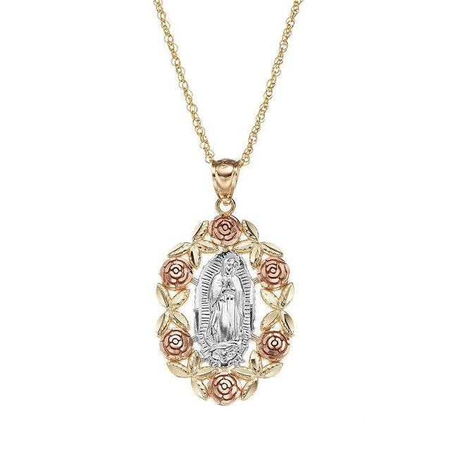 14k Gold Tri-Tone Our Lady of Guadalupe Pendant Necklace, Womens Product Image