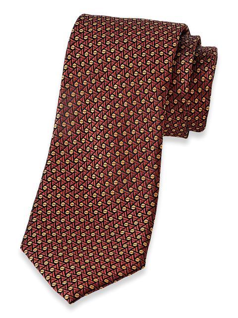 Geometric Woven Silk Tie - Rust Product Image