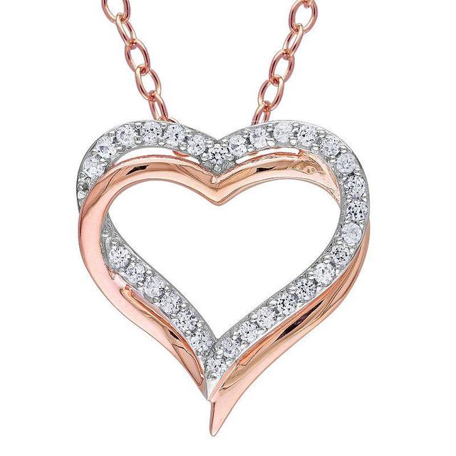 Stella Grace 18k Gold Over Silver Lab Created White Sapphire Heart Pendant Necklace, Womens Product Image