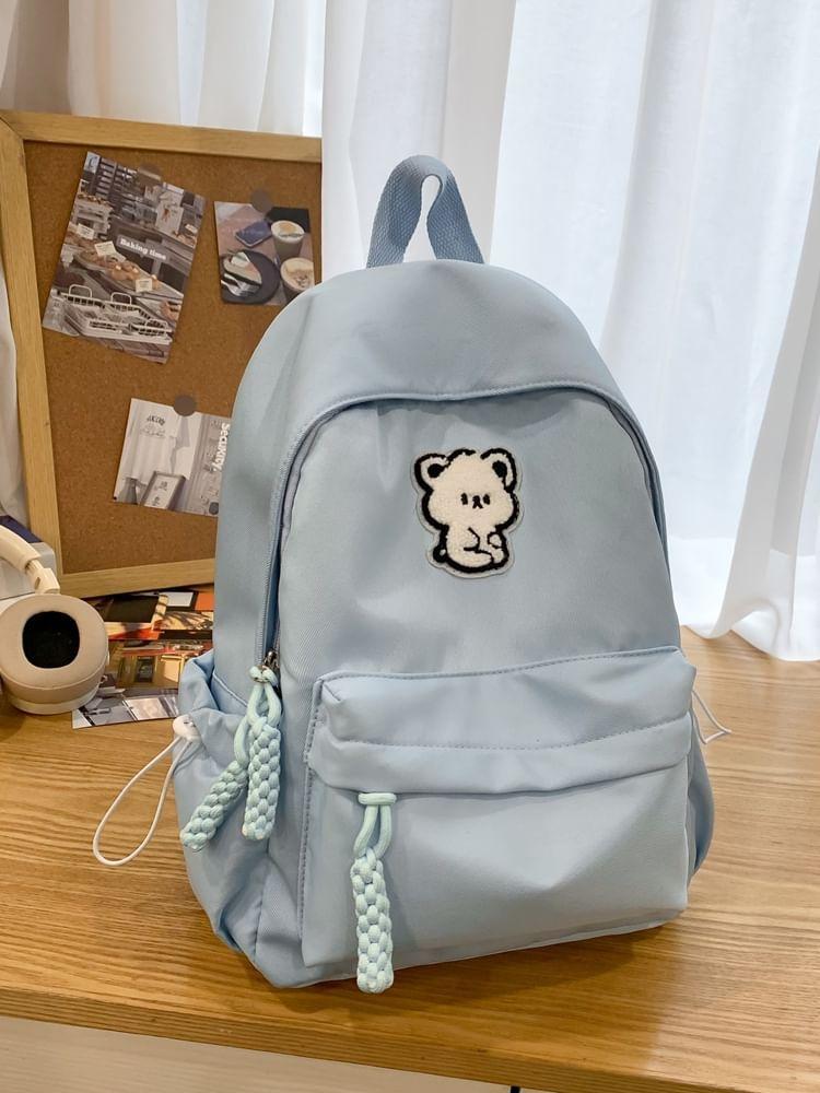 Bear Embroidered Multi-Pocket Backpack Product Image