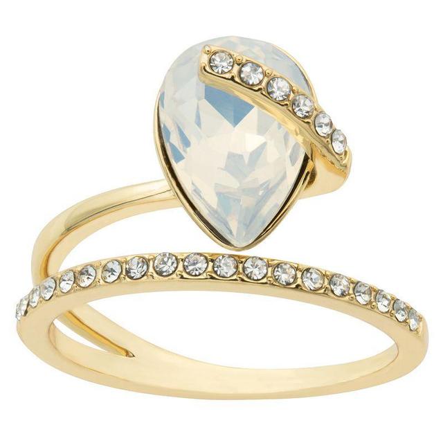 Brilliance Gold Tone Simulated Opal Crystal Wrap Ring, Womens White Product Image