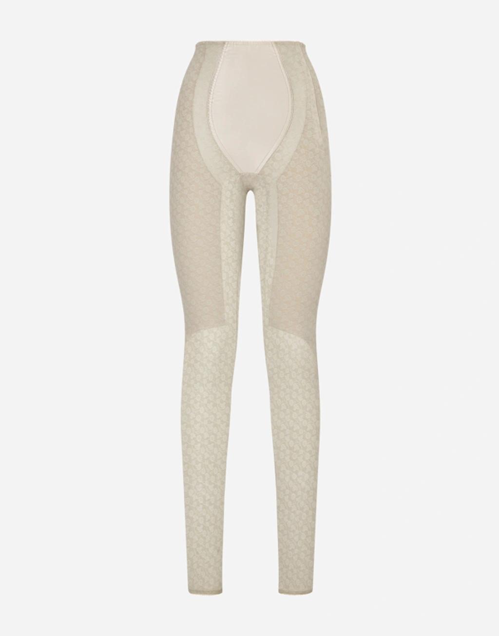 Floral-lace Panelled Leggings In Grey product image