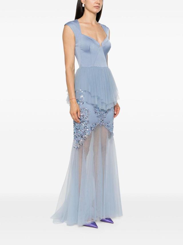 sequin-embellished panelled gown Product Image